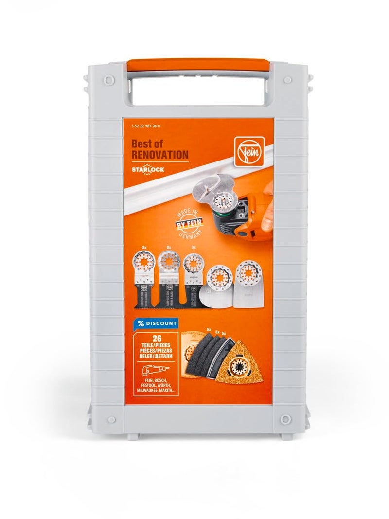 Fein Best of Starlock Renovation Set - 26-Piece Kit for Cutting, Sanding and Scraping Tasks in Wood, Metal and Other Materials, Compatible with Multi-Tools - 35222967060 - Image 2